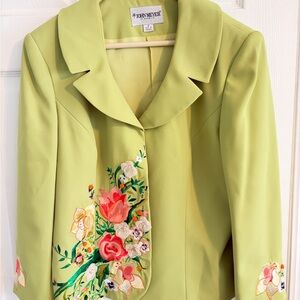 Floral Embroidered Lime Blazer